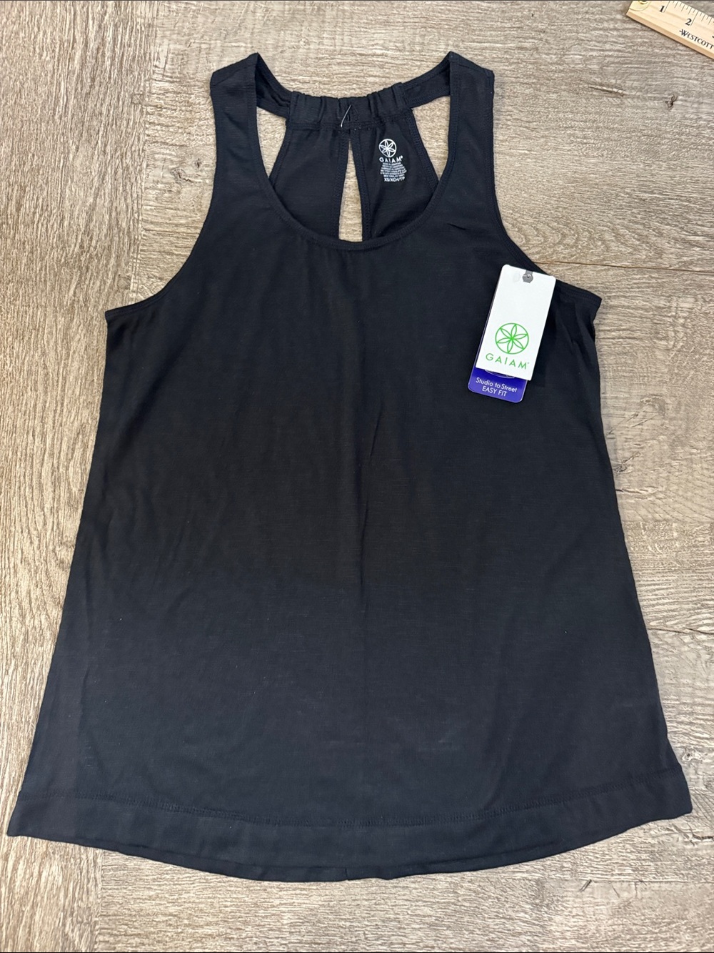 NWT GAIAM Peace Tank Black XS Sleeveless Yoga Workout Active Top